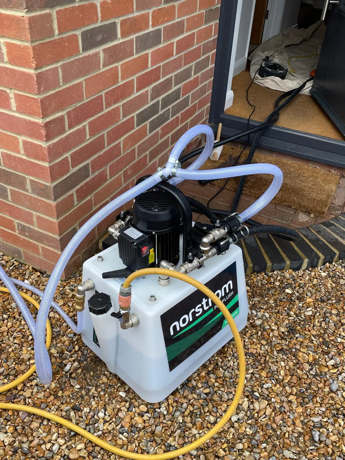 power flusher next to wall